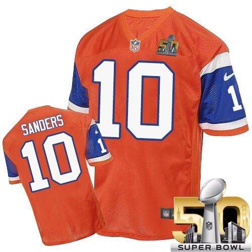Broncos Orange #10 Emmanuel Sanders Throwback Super Bowl 50 Stitched NFL Elite Jersey