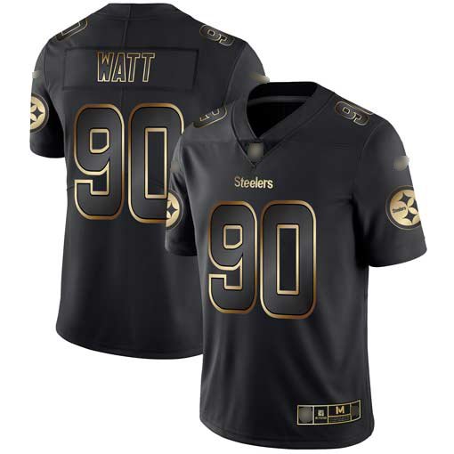 Nike Steelers #90 T. J. Watt Black/Gold Stitched NFL Vapor Untouchable Limited Jersey - PSJ02