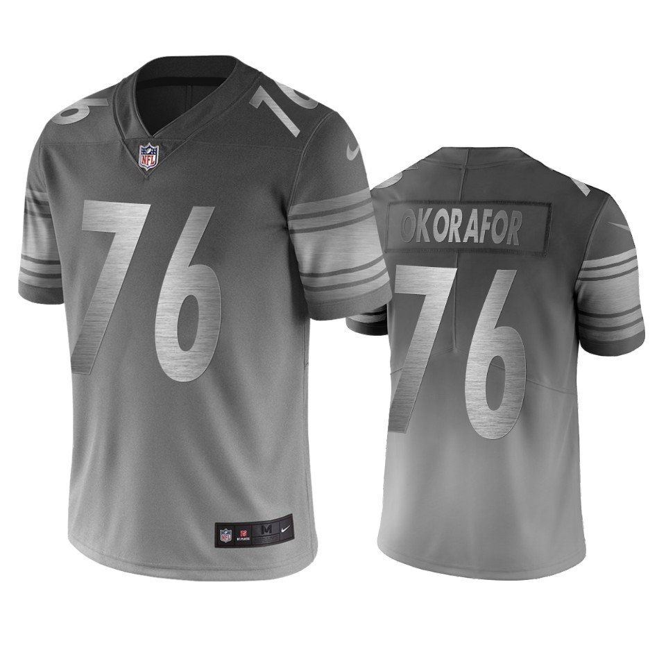 Pittsburgh Steelers #76 Chukwuma Okorafor Silver Gray Vapor Limited City Edition NFL Jersey - PSJ562
