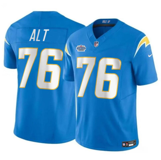 Blue Los Angeles Chargers #76 Joe Alt Light 2024 With Dradt Patch Vapor Limited Stitched Football Jersey - LCJ04