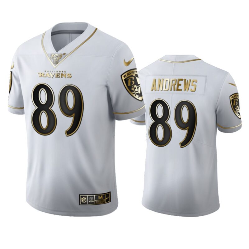 Baltimore Ravens #89 Mark Andrews Nike White Golden Edition Vapor Limited NFL 100 Jersey - BRJ37