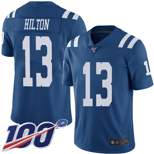 Nike Colts #13 T.Y. Hilton Royal Blue Team Color Stitched NFL 100th Season Vapor Limited Jersey - IDC29