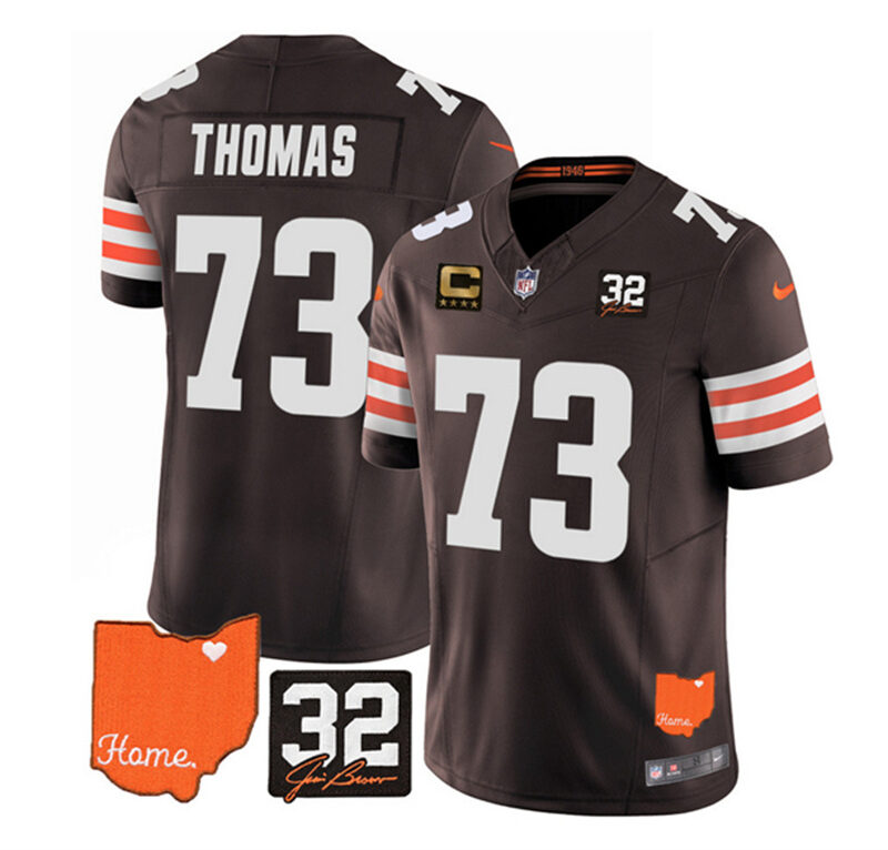 Brown Cleveland Browns #73 Joe Thomas 2023 F.U.S.E. With Jim Brown Memorial Patch And 4-Star C Patch Vapor Untouchable Limited Stitched Jersey - CLB10
