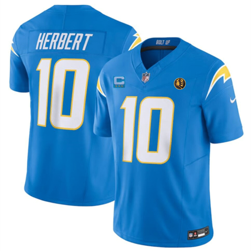 Blue Los Angeles Chargers #10 Justin Herbert 2023 F.U.S.E. With 3-Star C Patch And John Madden Patch Vapor Limited Stitched Football Jersey - LCJ136