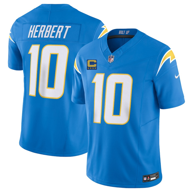 Blue Los Angeles Chargers #10 Justin Herbert 2025 F.U.S.E With 4-Star C Patch Vapor Limited Stitched Football Jersey - LCJ113