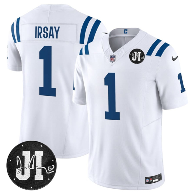 White Indianapolis Colts #1 Jim Irsay 2025 F.U.S.E. Jim Irsay Patch Vapor Limited Stitched Football Jersey - IDC10