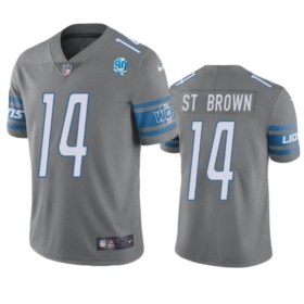 Grey Detroit Lions #14 Amon-Ra St. Brown 2023 90th Anniversary Vapor Untouchable Limited Stitched Jersey - DTL17