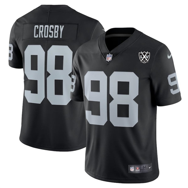 Black Las Vegas Raiders #98 Maxx Crosby 2024 65th Anniversary Patch Vapor Stitched Football Jersey - LVR191