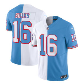 White/Blue Tennessee Titans #16 Treylon Burks 2023 F.U.S.E. Split Vapor Limited Throwback Stitched Football Jersey - TNT13