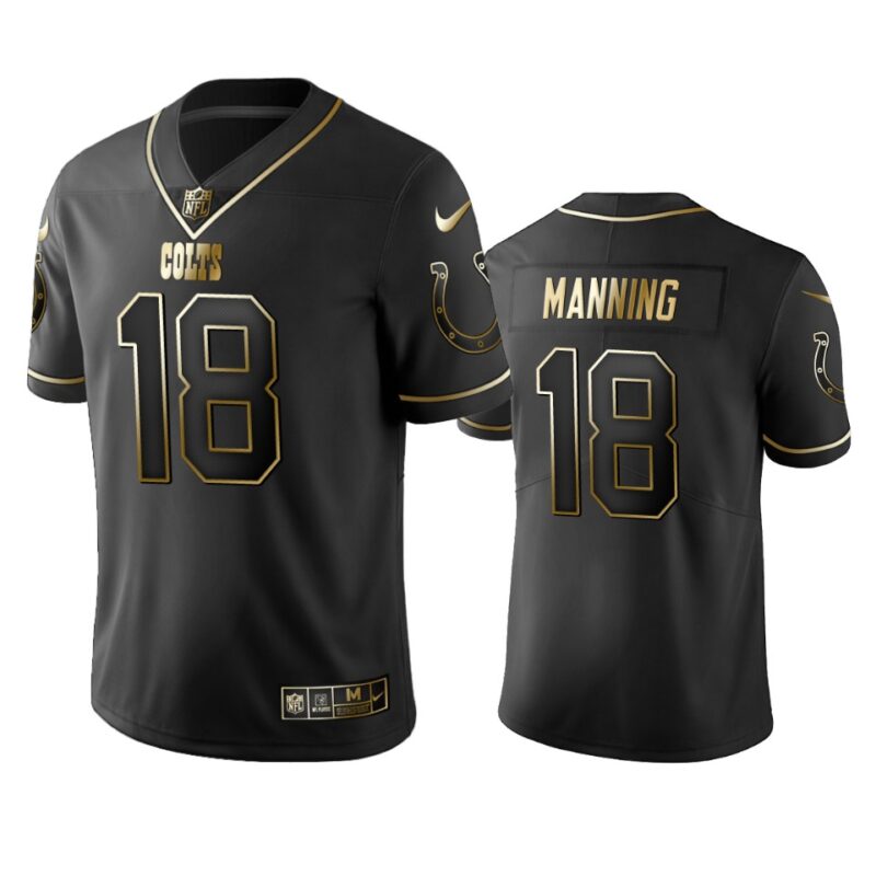 Colts #18 Peyton Manning Stitched NFL Vapor Untouchable Limited Black Golden Jersey - IDC32