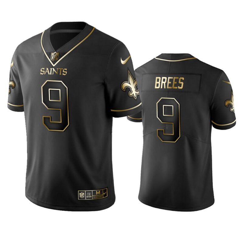 Saints #9 Drew Brees Stitched NFL Vapor Untouchable Limited Black Golden Jersey - NOS40