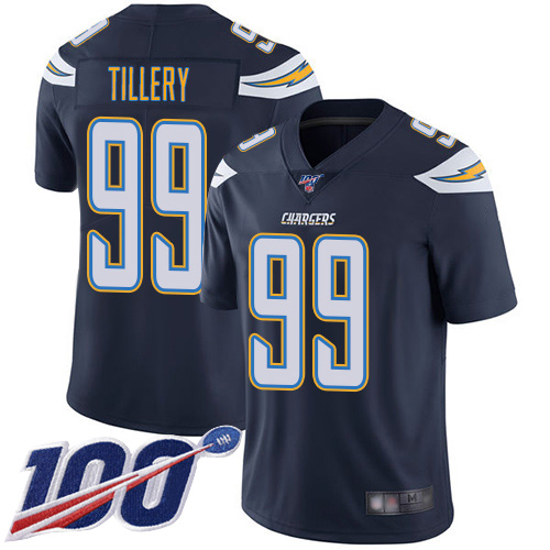 Nike Chargers #99 Jerry Tillery Navy Blue Team Color Stitched NFL 100th Season Vapor Limited Jersey - LCJ191