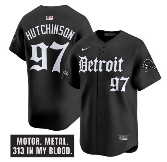 Black Detroit Lions #97 Aidan Hutchinson 'Motor Gothic Edition' Vapor Premier Limited Stitched Jersey - DTL176