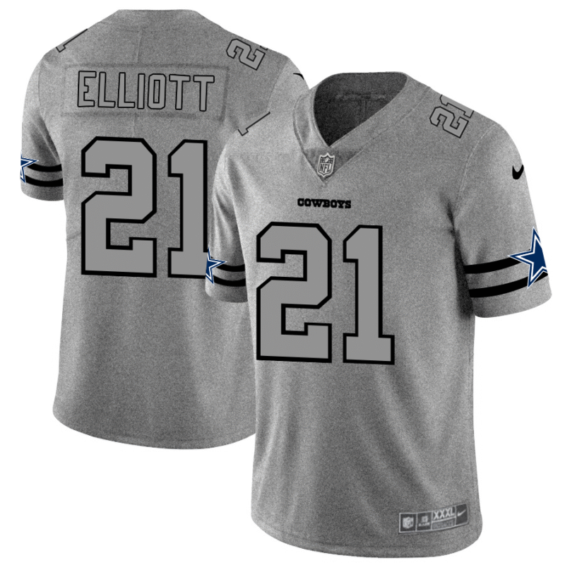 Dallas Cowboys #21 Ezekiel Elliott Nike Gray Gridiron II Vapor Untouchable Limited NFL Jersey - DLC51