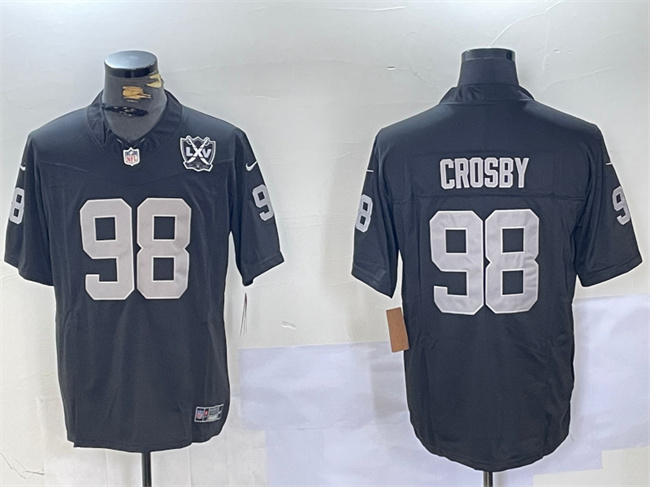 Black Las Vegas Raiders #98 Maxx Crosby 2023 F.U.S.E 65th Anniversary Patch Vapor Untouchable Stitched Football Jersey - LVR156
