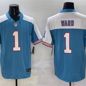 Blue/White Tennessee Titans #1 Cameron Ward 2025 Draft F.U.S.E. Vapor Limited Stitched Football Jersey - TNT213