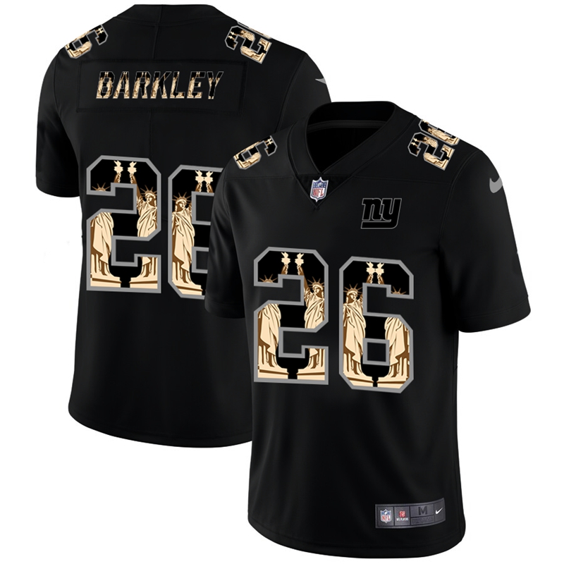 New York Giants #26 Saquon Barkley Carbon Black Vapor Statue Of Liberty Limited NFL Jersey - NYG19