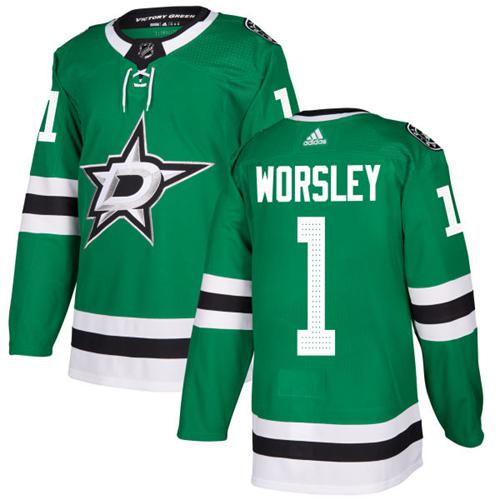 Adidas Stars #1 Gump Worsley Green Home Authentic Stitched NHL Jersey - DLS199