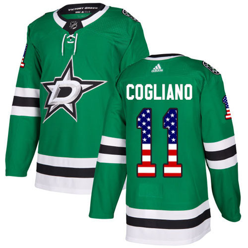 Adidas Stars #11 Andrew Cogliano Green Home Authentic USA Flag Stitched NHL Jersey - DLS157