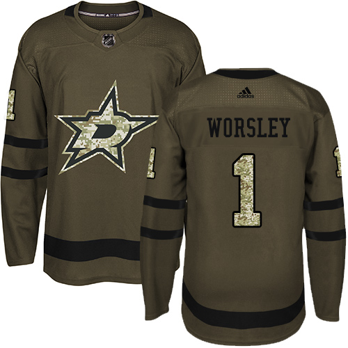 Adidas Stars #1 Gump Worsley Green Salute to Service Stitched NHL Jersey - DLS196