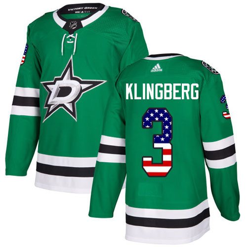 Adidas Stars #3 John Klingberg Green Home Authentic USA Flag Stitched NHL Jersey - DLS37