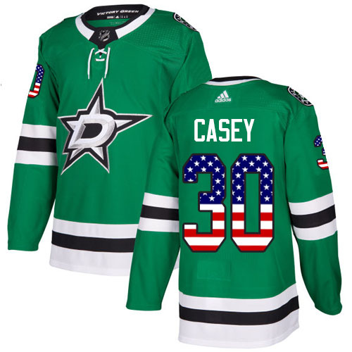 Adidas Stars #30 Jon Casey Green Home Authentic USA Flag Stitched NHL Jersey - DLS83