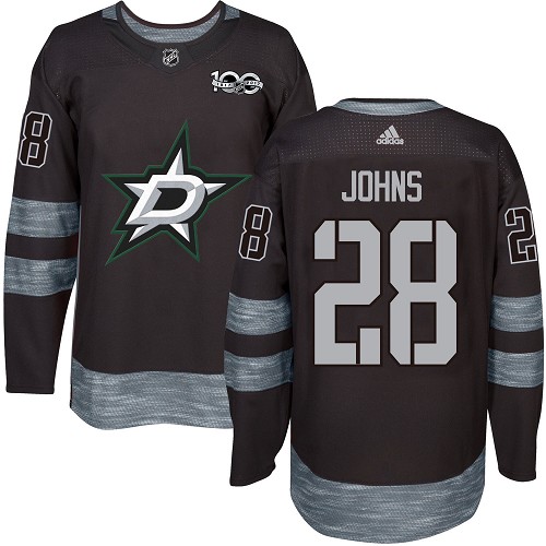 Adidas Stars #28 Stephen Johns Black 1917-2017 100th Anniversary Stitched NHL Jersey - DLS102